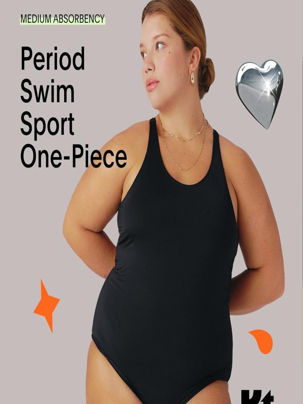 knix Black Period Swim Sport One-Piece